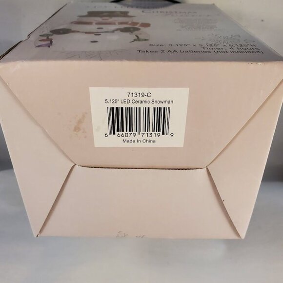 5.125” LED Ceramic Snowman Christmas Holiday Decor Light Up Figurine NIB - Picture 3 of 7